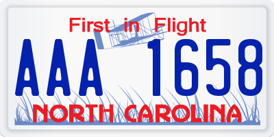 NC license plate AAA1658