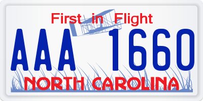 NC license plate AAA1660