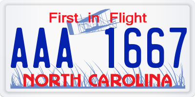 NC license plate AAA1667