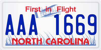 NC license plate AAA1669