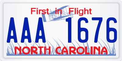 NC license plate AAA1676