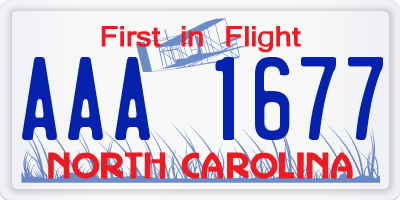 NC license plate AAA1677