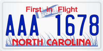 NC license plate AAA1678