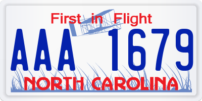 NC license plate AAA1679