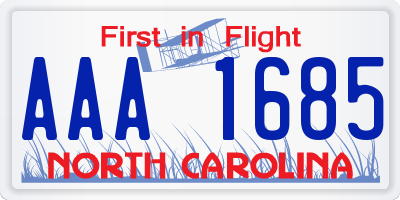 NC license plate AAA1685