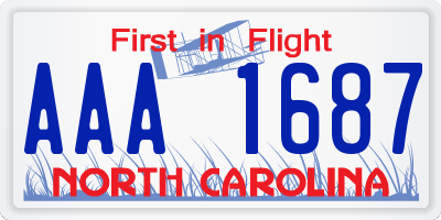 NC license plate AAA1687