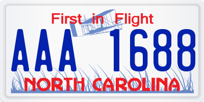 NC license plate AAA1688