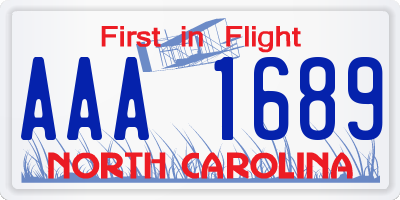 NC license plate AAA1689