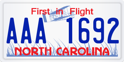 NC license plate AAA1692