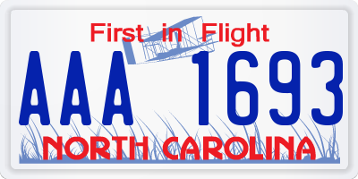 NC license plate AAA1693