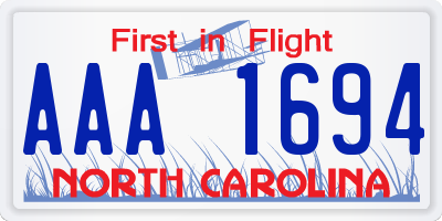 NC license plate AAA1694