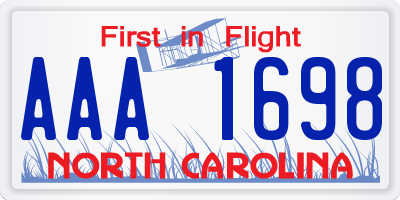 NC license plate AAA1698