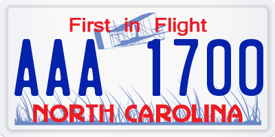 NC license plate AAA1700