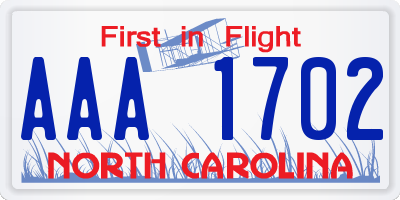 NC license plate AAA1702