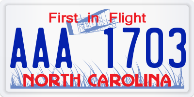 NC license plate AAA1703