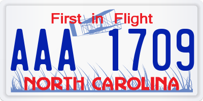 NC license plate AAA1709