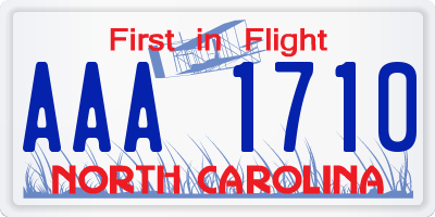 NC license plate AAA1710