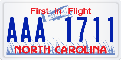 NC license plate AAA1711