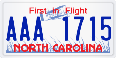 NC license plate AAA1715