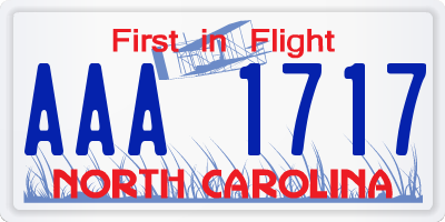 NC license plate AAA1717