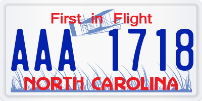 NC license plate AAA1718