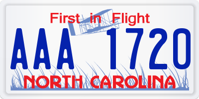 NC license plate AAA1720