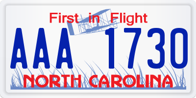 NC license plate AAA1730