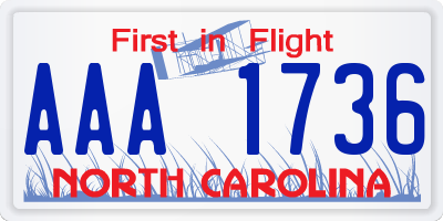 NC license plate AAA1736