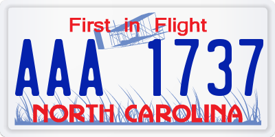 NC license plate AAA1737