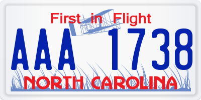 NC license plate AAA1738