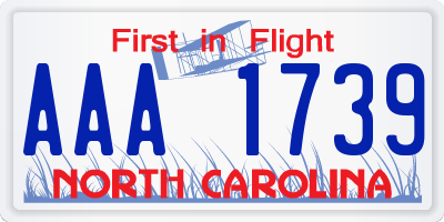 NC license plate AAA1739