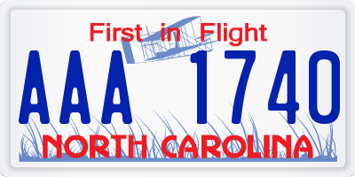 NC license plate AAA1740