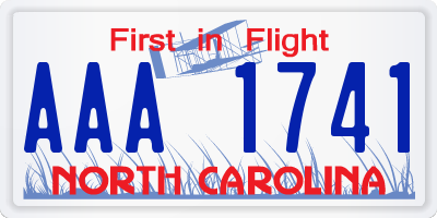 NC license plate AAA1741