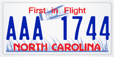 NC license plate AAA1744