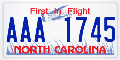 NC license plate AAA1745