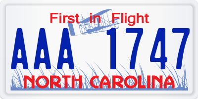 NC license plate AAA1747