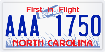 NC license plate AAA1750