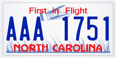 NC license plate AAA1751