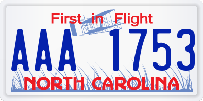 NC license plate AAA1753