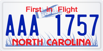 NC license plate AAA1757