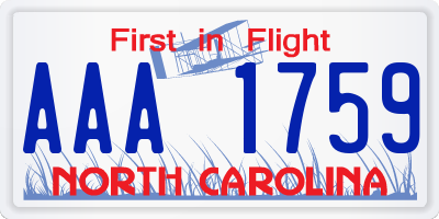 NC license plate AAA1759
