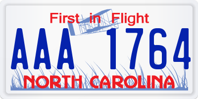 NC license plate AAA1764