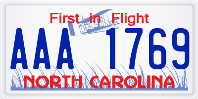 NC license plate AAA1769