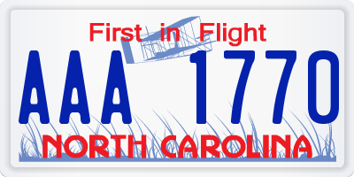 NC license plate AAA1770