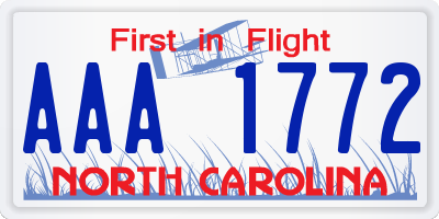 NC license plate AAA1772