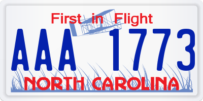 NC license plate AAA1773