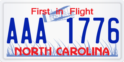 NC license plate AAA1776