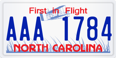 NC license plate AAA1784