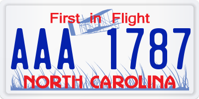 NC license plate AAA1787