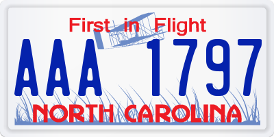 NC license plate AAA1797